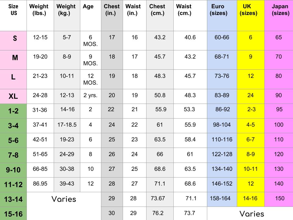 Children s Size Chart Gdacht