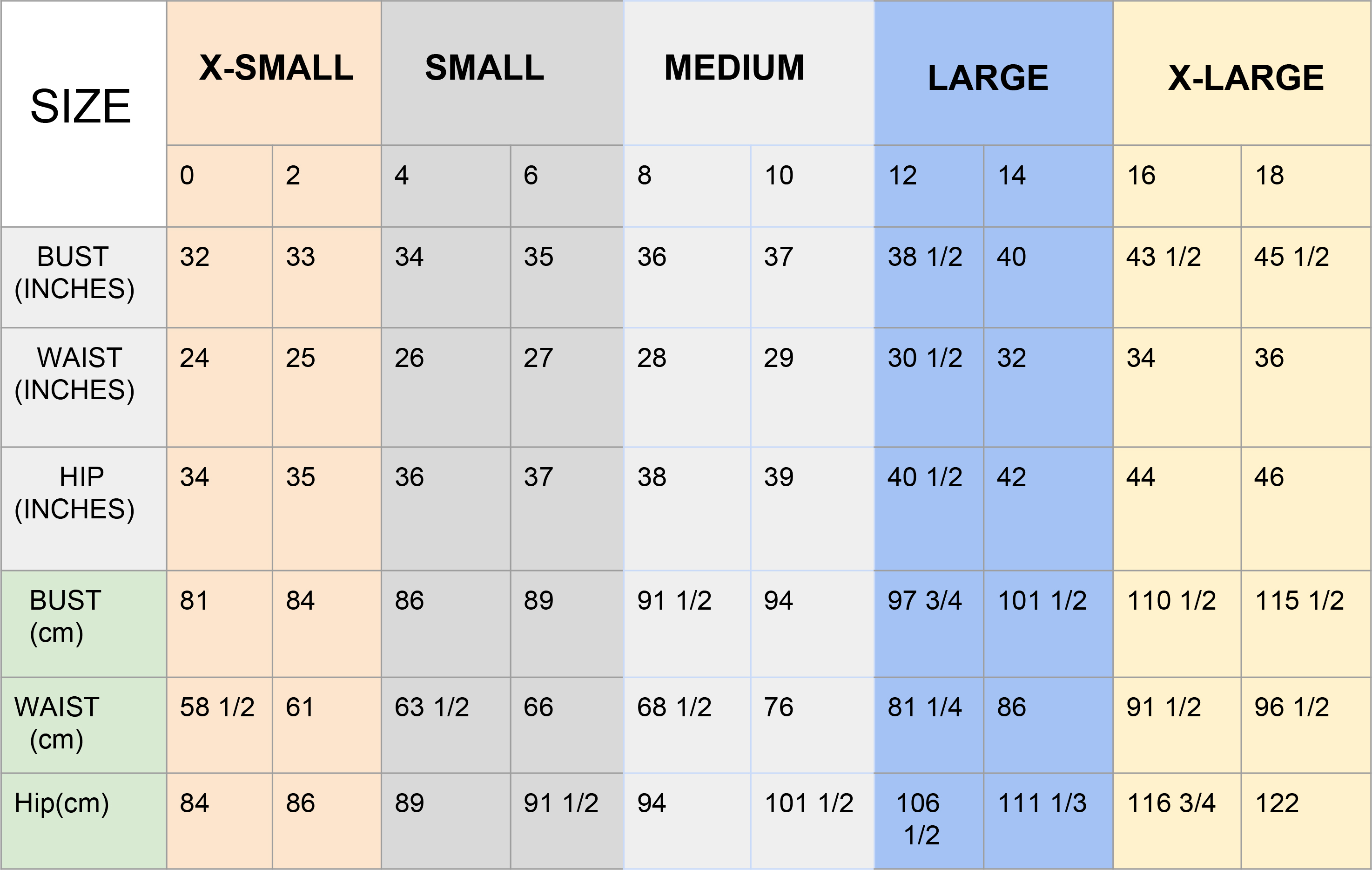 Women's Size Chart - gdacht